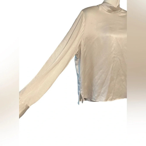 Vince Mock Neck 100% Silk Blouse Sz L - Picture 2 of 9